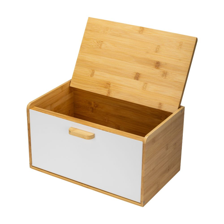 Chlebak pojemnik na chleb LAVARO biały z bambusem gładki